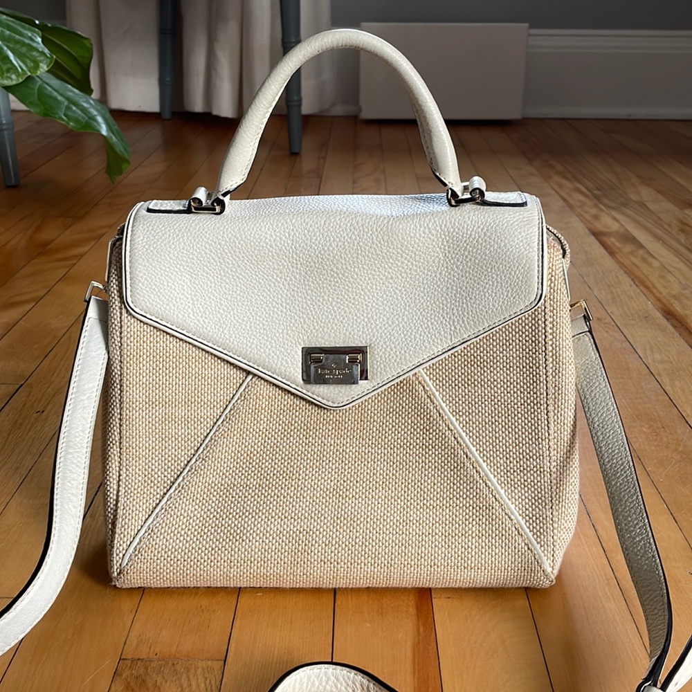 Kate Spade White and Tan Crossbody Bag/Purse
